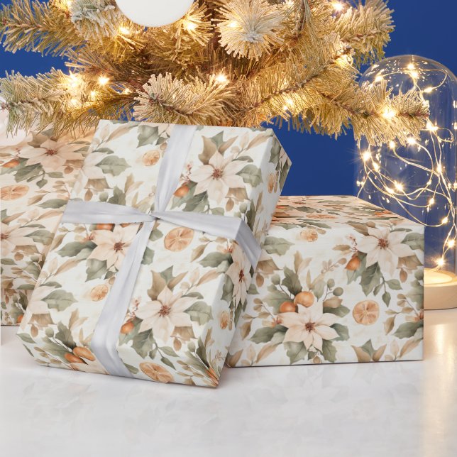 Boho Poinsettia Jul Holiday Presentpapper (Helgdagar)