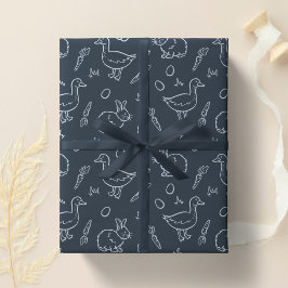 Boho Pojkar Påsk Söt Kanin Gås Mörkblå Presentpapper