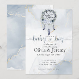 BOHO Pojke Dusty Blue Dreamcatcher Inbjudningar