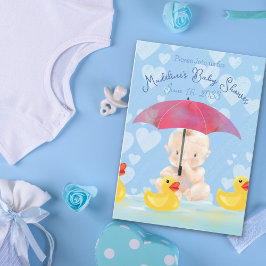 Boho Pojke Gult Ducky Baby Shower Inbjudningar