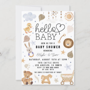 Boho Pojke Nursery Shower Inbjudningar