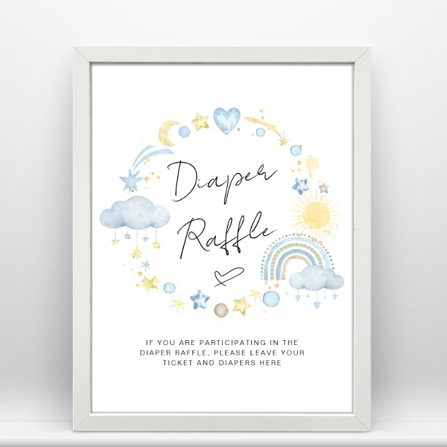 Boho Pojke Shower Diaper Raffle Sign Poster (Skapare uppladdad)