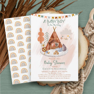 Boho Pojke Teepee och Leksaker Baby Sprinkle Inbjudningar
