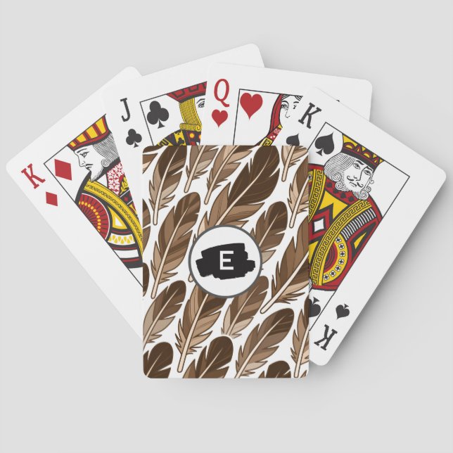 Boho Poker-kort - Personlig Monogram Brown Casinokort (Baksidan)