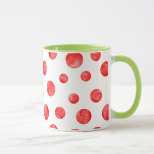 Boho polka dot mönster l Red and white l Grönt Mugg