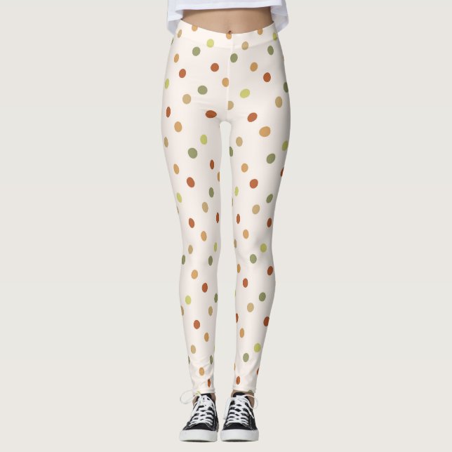 Boho Polka Dots Earthy Pattern  Leggings (Framsida)