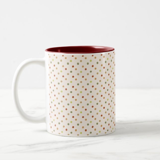 Boho Polka Dots Earthy Pattern  Två-Tonad Mugg (Vänster)
