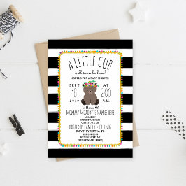 Boho Pom Poms Bear Unge Baby Shower Inbjudningar