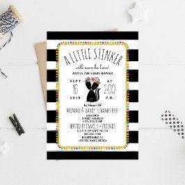 Boho Pom Poms Skunk Little Stinker Baby Shower Inbjudningar