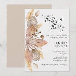 Boho Pompas Grass 30 & Flirty Bday-inbjudan Inbjudningar