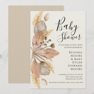 Boho Pompas Grass Baby Shower-inbjudan Inbjudningar