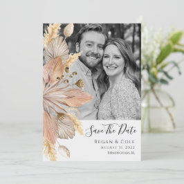 Boho Pompas Grass Save Date Card Inbjudningar