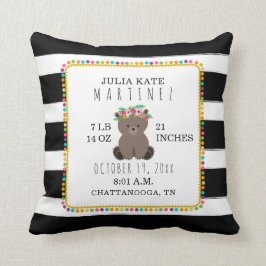 Boho Pompom Rand Bear Flicka Kudde