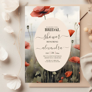 Boho Poppy Wildblomme Botanical Möhippa Inbjudningar