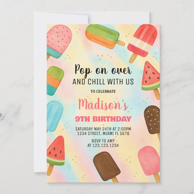 Boho Popsicle Birthday-inbjudan Inbjudningar (Framsida)