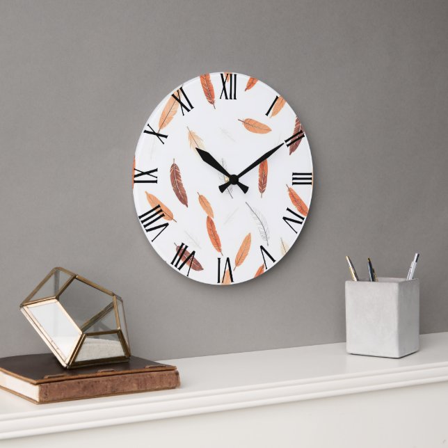Boho Popular Feathers Luxury Collection Stor Klocka (Kontor)