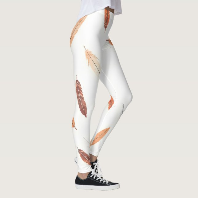 Boho populära fjädrar Lyxig kollektion Leggings (Höger)