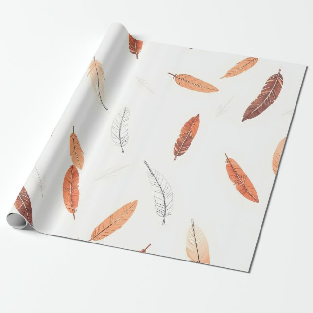 Boho Populära Fjädrar Lyxig Kollektion Presentpapper (Utrullad)