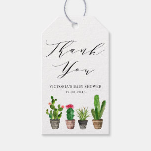 Boho Poted Cactus Baby Shower Tack Presentetikett