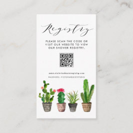 Boho Poted Cactus QR Code Baby Shower Registry Tilläggskort