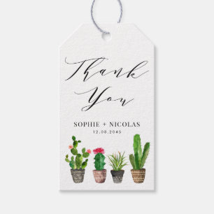 Boho Poted Cactus Summer Bröllop Tack Presentetikett