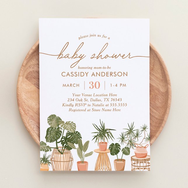 Boho Poted House Plants Baby Shower Inbjudningar (Skapare uppladdad)