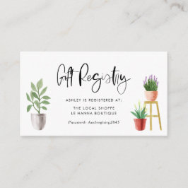 Boho Poted HousePlant Baby Shower Register Registe Tilläggskort
