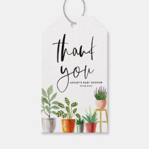 Boho Poted HousePlant Baby Shower Tack Presentetikett