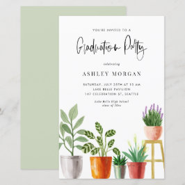 Boho Poted Houseplant Studenten-inbjudan