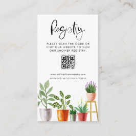 Boho Poted Houseplantor QR Baby Shower Registry Tilläggskort