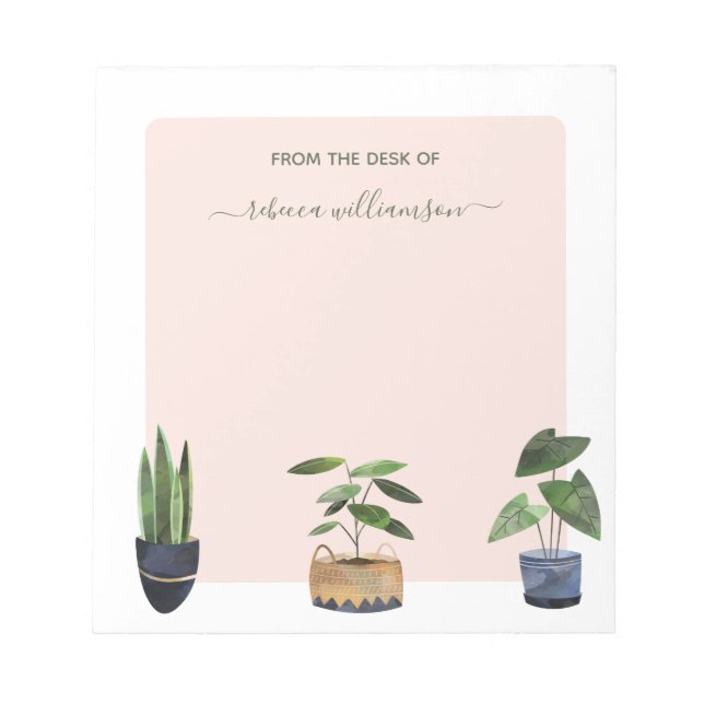 Boho Poted Plants från Personligens skrivbord Anteckningsblock (Framsida)