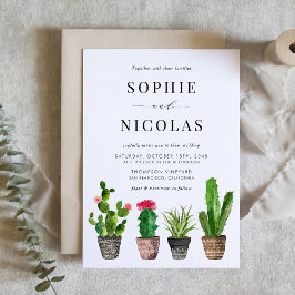 Boho Poted Succulents och Cactus Bröllop Inbjudan Vykort