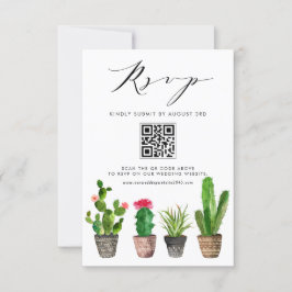 Boho Poted Succulents och Cactus Bröllop QR-kod OSA Kort