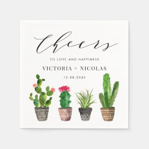 Boho Poted Succulents och Cactus Summer Bröllop Pappersservett