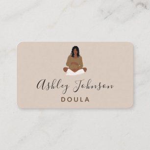 Boho Pregnant Dam Illustration Birthing Coach Visitkort