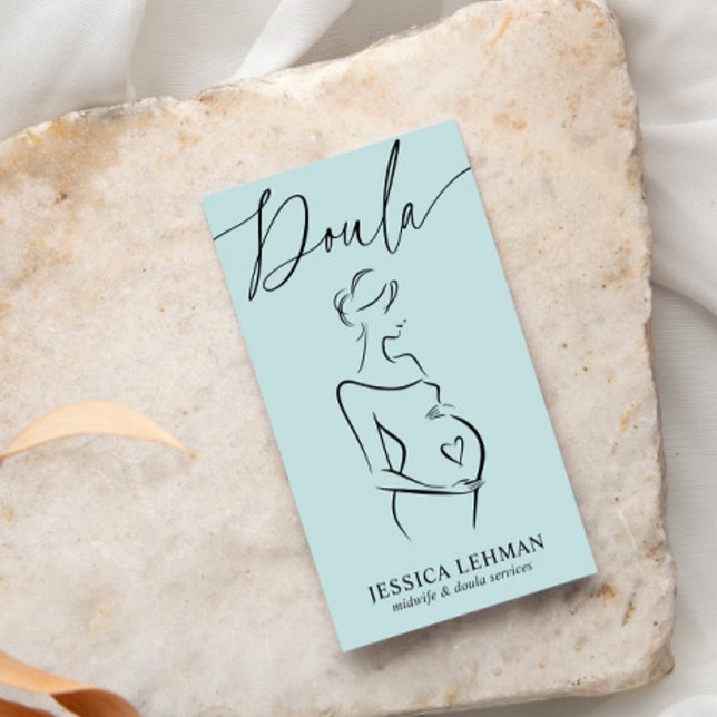 Boho Pregnant Lady Line Art Doula Midwife QRCODE  Visitkort (Skapare uppladdad)