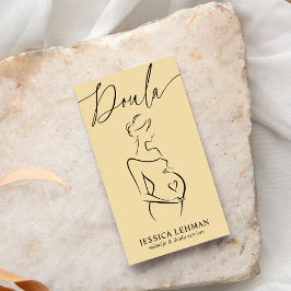 Boho Pregnant Lady Line Art Doula Midwife QRCODE Visitkort