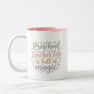 Boho Preschool Teacher Mug Life is Full of Magic Två-Tonad Mugg