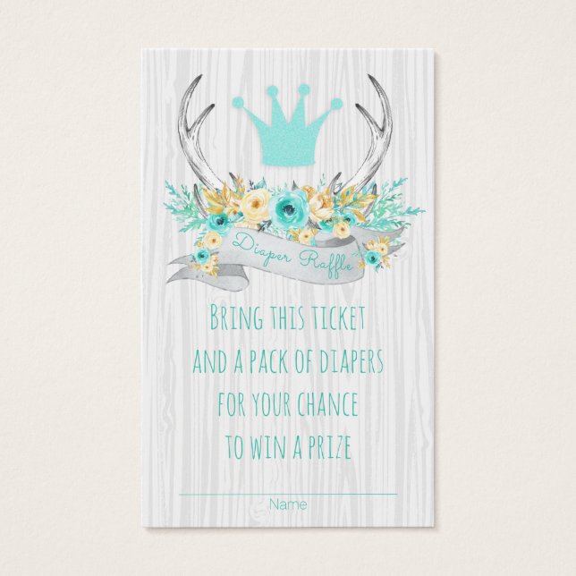 Boho Princess Antler Tribal Diaper Raffle Biljett (Framsida)