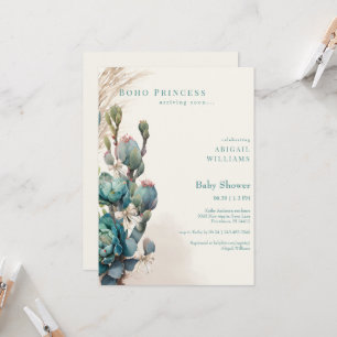 Boho Princess Cactus & Bows Baby Shower Inbjudningar