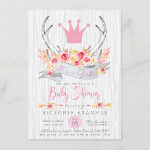 Boho prinsessa horn tribal baby shower inbjudan