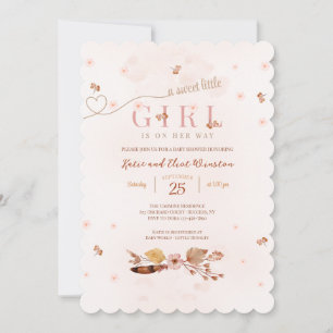 Boho Print Rosa Baby Shower-inbjudan Inbjudningar