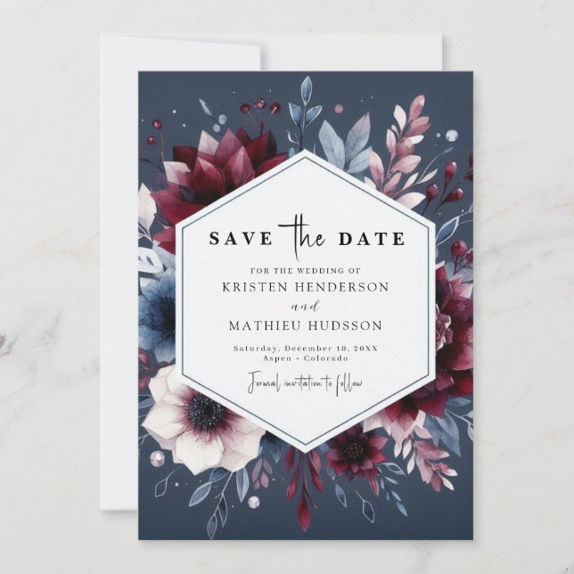 Boho Printable Burgundy Spara Datumet (Framsida)