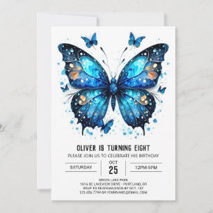 Boho Printable Butterfly Boy Birthday Inbjudningar