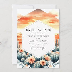 Boho Printable Cactus Bröllop Spara Datumet