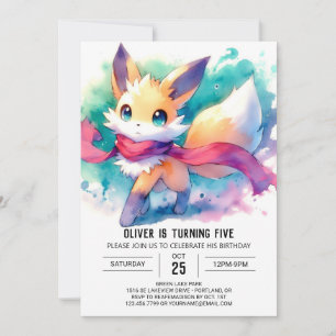 Boho Printable Fox Birthday Inbjudningar