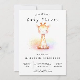 Boho Printable Giraffe Baby Shower Inbjudningar