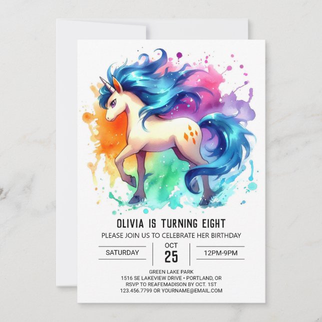 Boho Printable Horse Birthday Inbjudningar (Framsida)