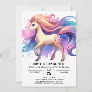 Boho Printable Horse Birthday Inbjudningar