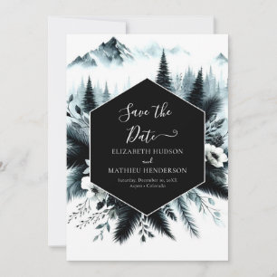 Boho Printable Mountain Bröllop Spara Datumet